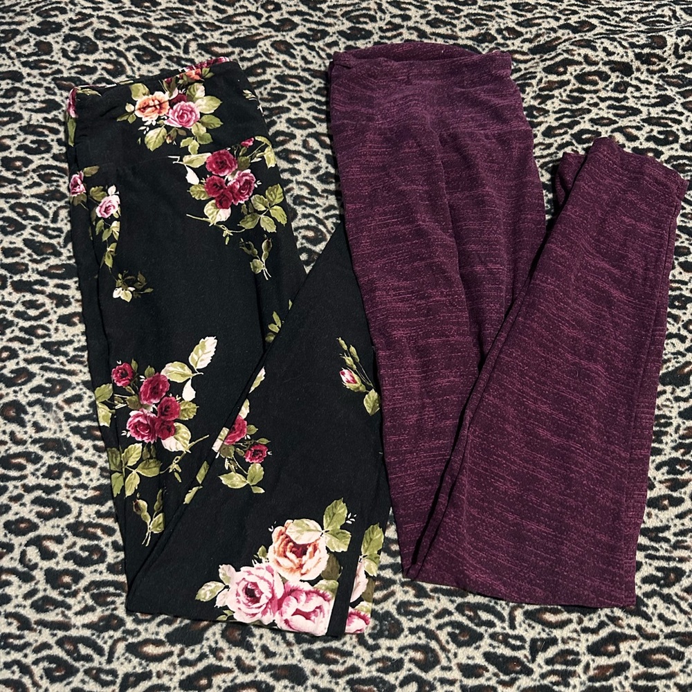 Floral and Maroon Leggings Set
